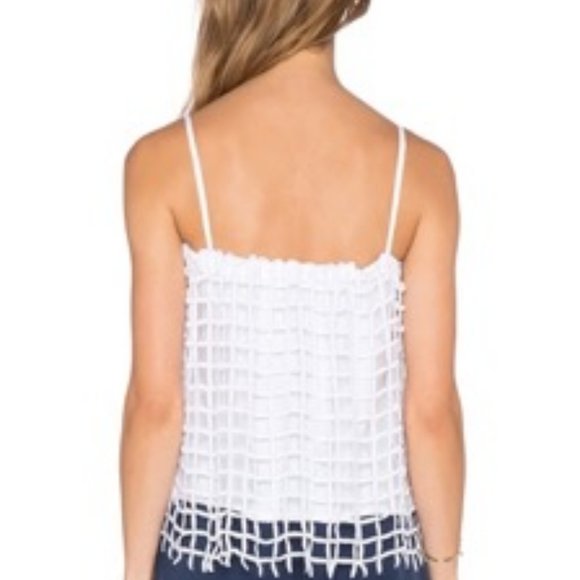✨☀️ XS Merritt Charles x Revolve White Tank Top - Layered Grid Overlay Cami - Picture 5 of 5